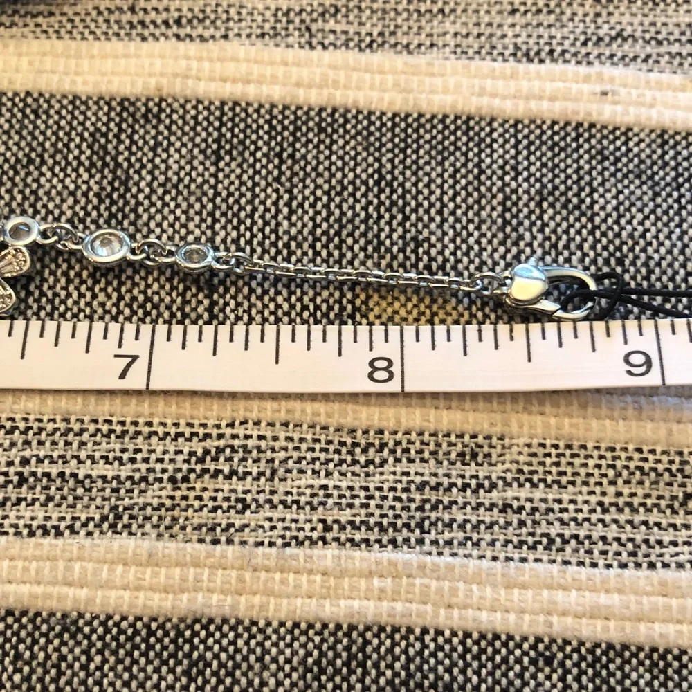 Authentic New/tag kate spade Silver Floral Crystal Bracelet with Clear Stones - Picture 6 of 8